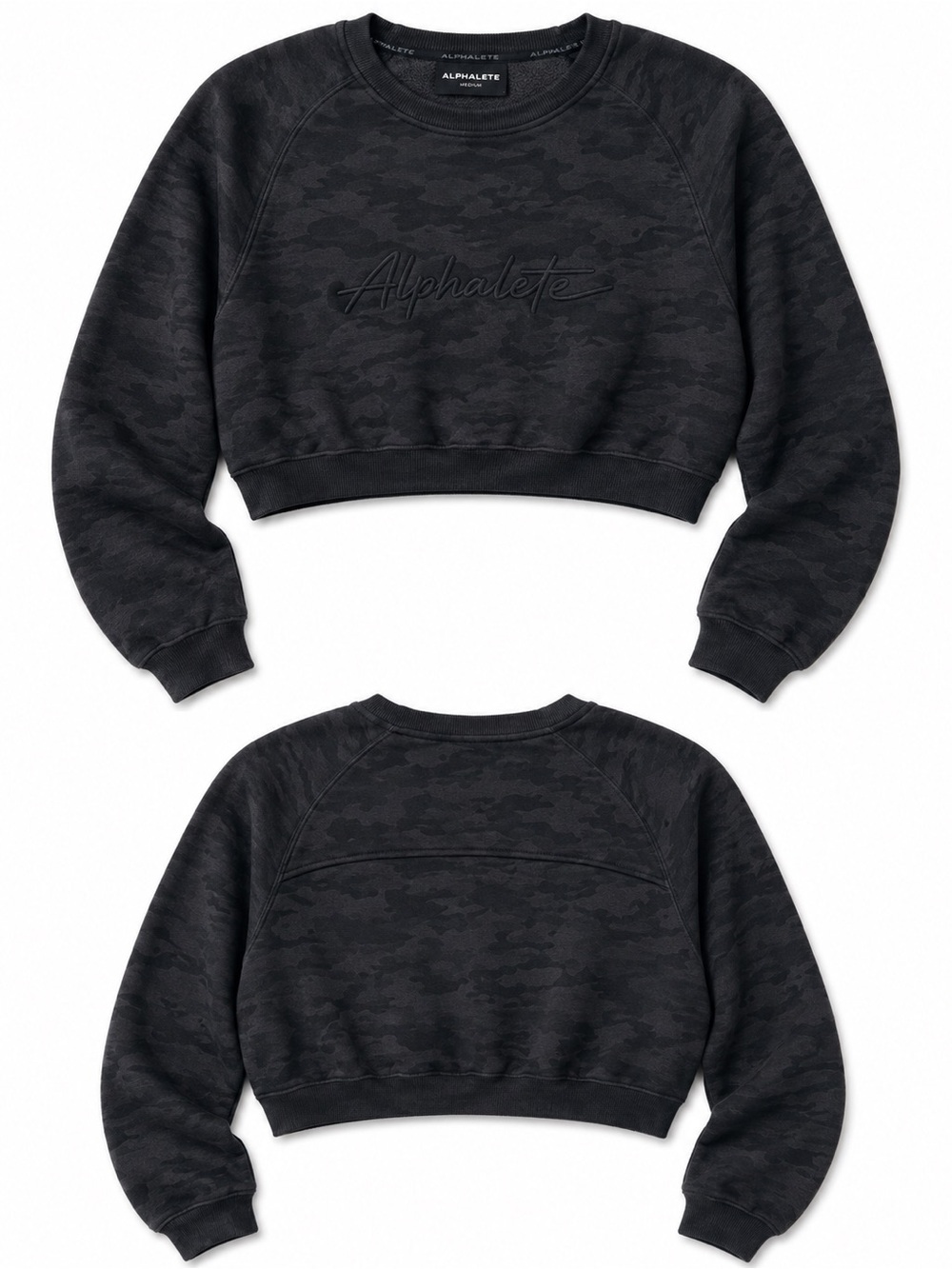 Alphalete Classic Crew Camo Cropped Sweatshirt | Size M | Like New - Picture 3 of 3
